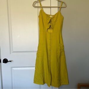Lost + Wander Yellow Sundress with Plunge Neckline and Spaghetti Straps